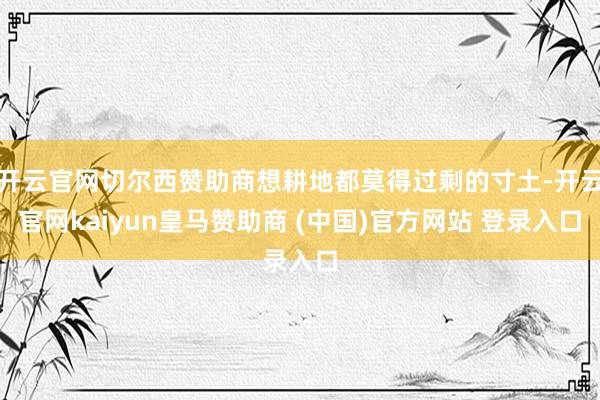 开云官网切尔西赞助商想耕地都莫得过剩的寸土-开云官网kaiyun皇马赞助商 (中国)官方网站 登录入口